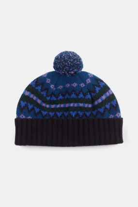 Lambswool Fair Isle Hat - Navy