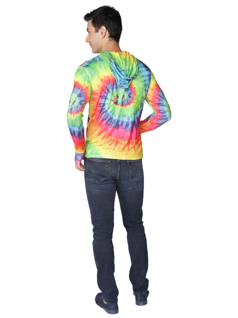 Men's Long Sleeve Hoodie printed in tie-dye