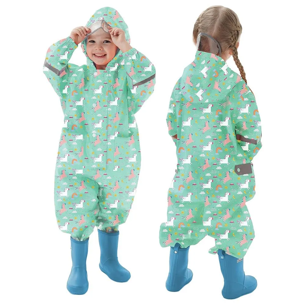 Mint Rainbow All over Jumpsuit/ Playsuit Raincoat for Kids