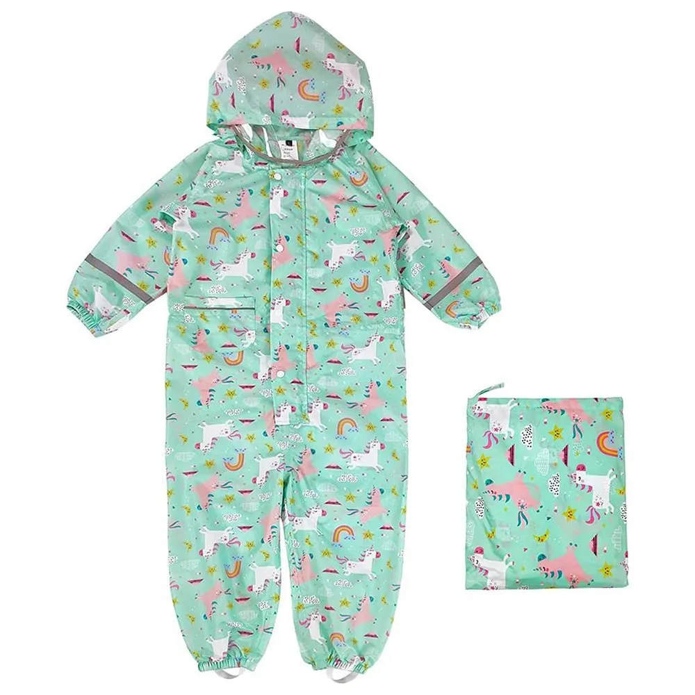 Mint Rainbow All over Jumpsuit/ Playsuit Raincoat for Kids