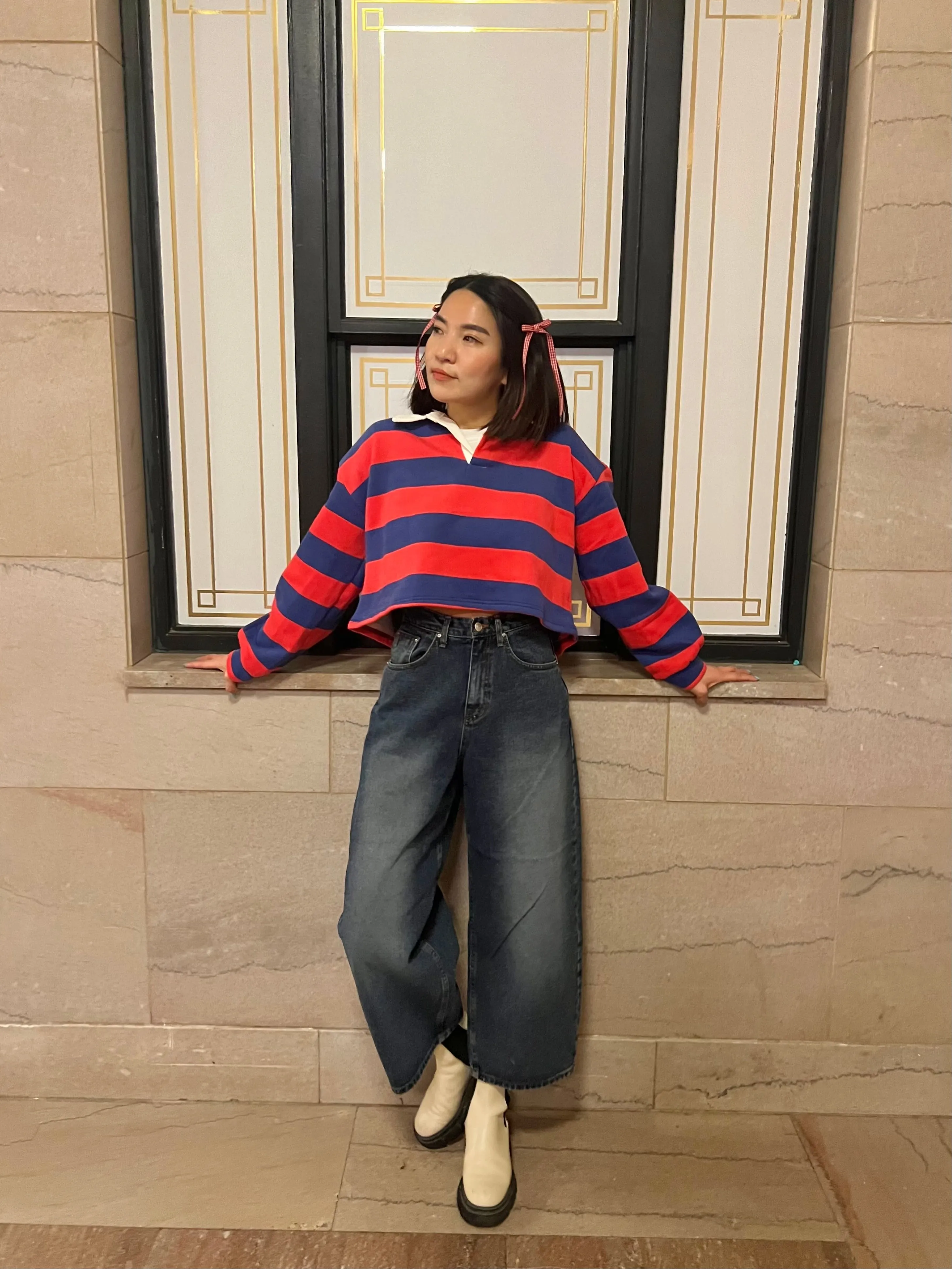 MIYO Cropped stripe sweatshirt