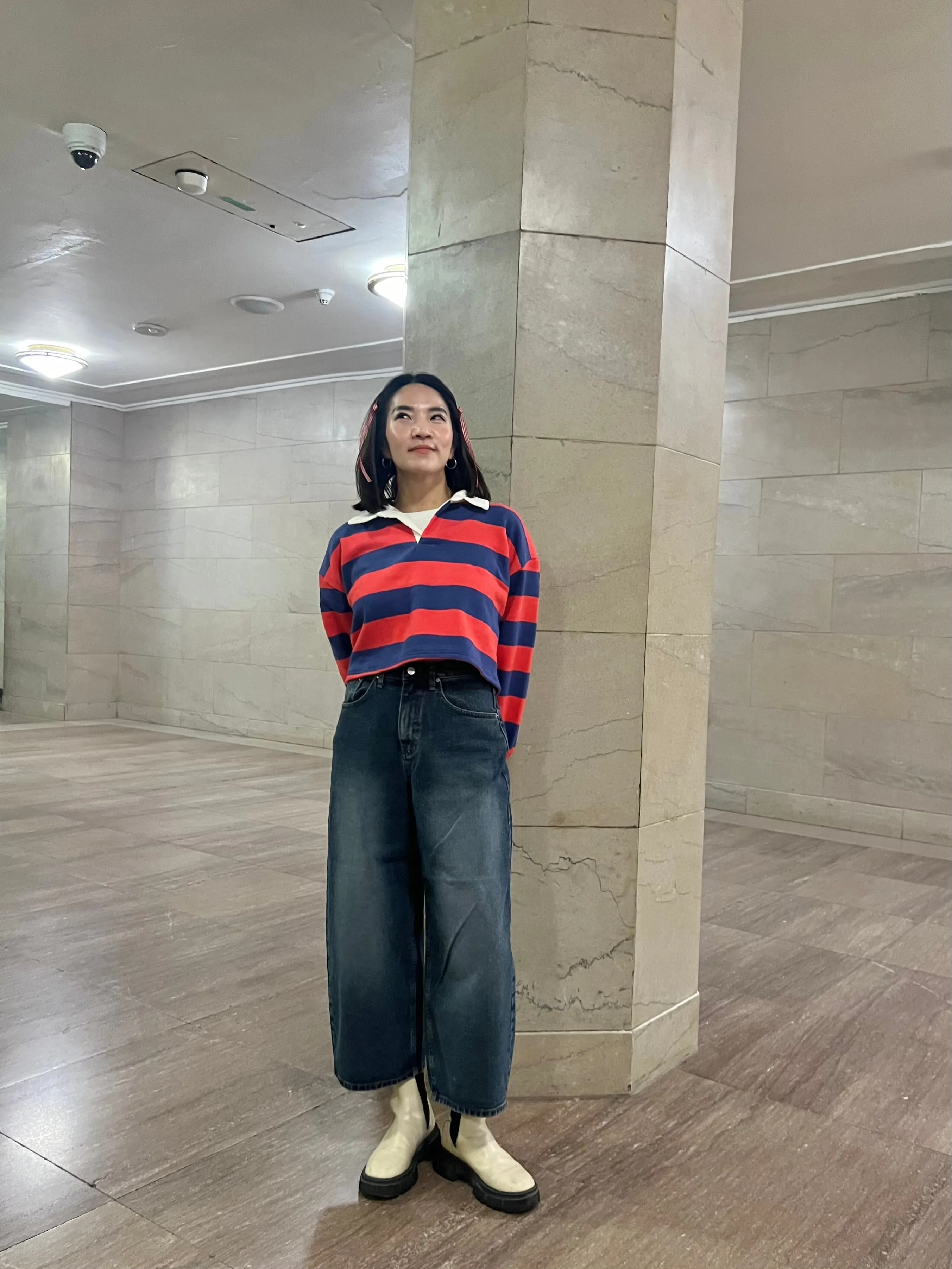 MIYO Cropped stripe sweatshirt