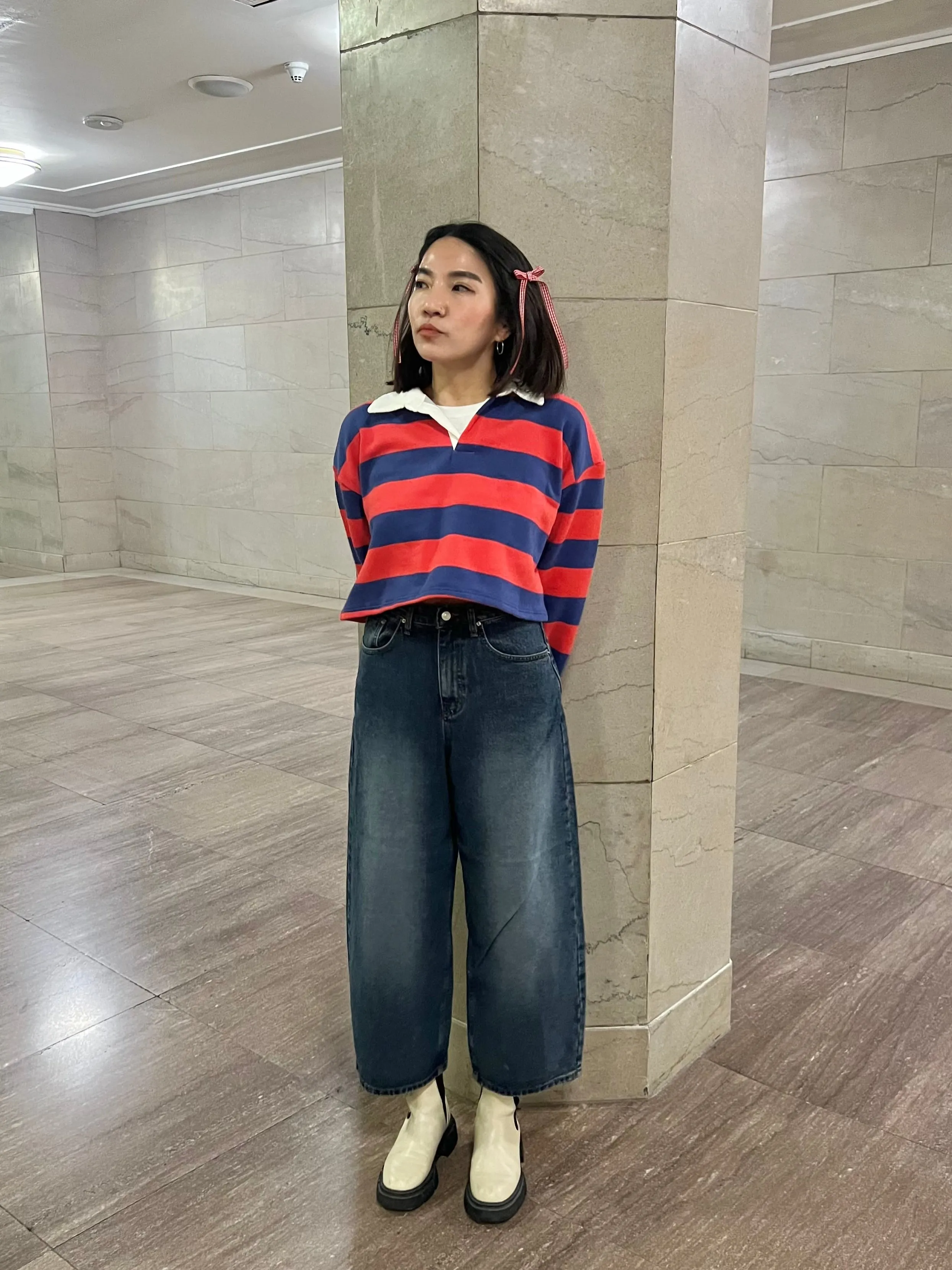 MIYO Cropped stripe sweatshirt