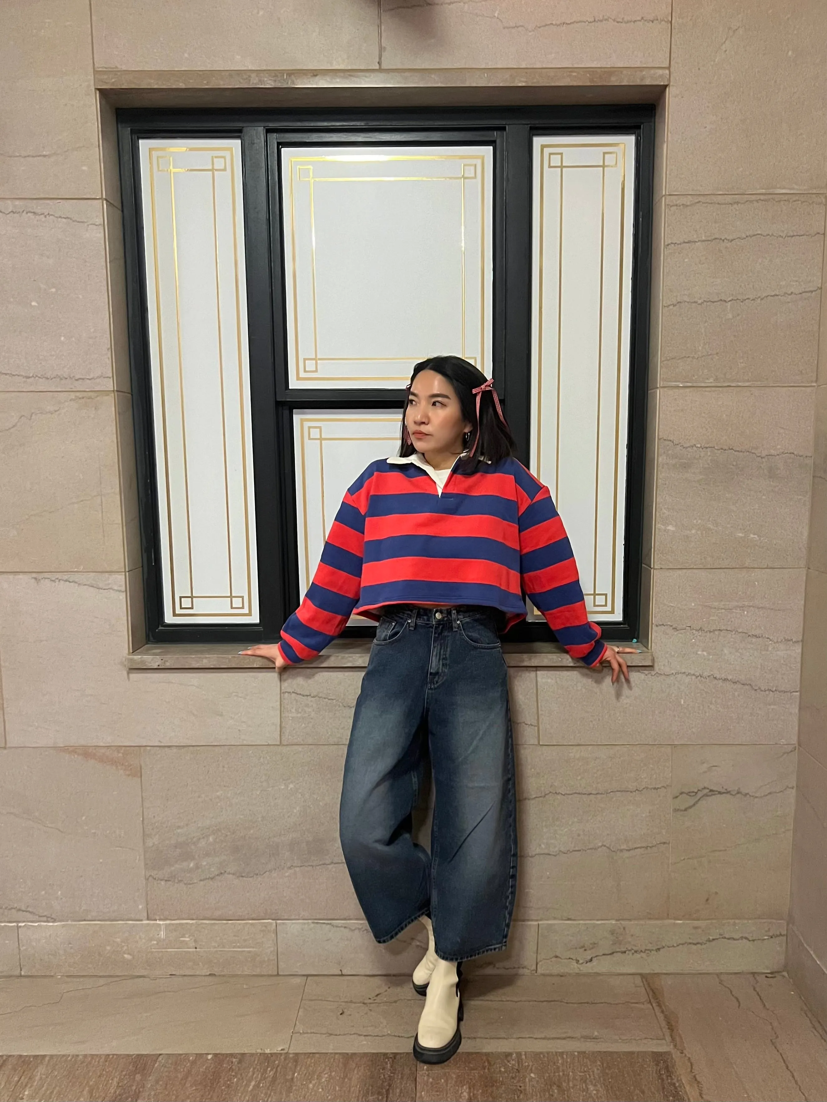 MIYO Cropped stripe sweatshirt