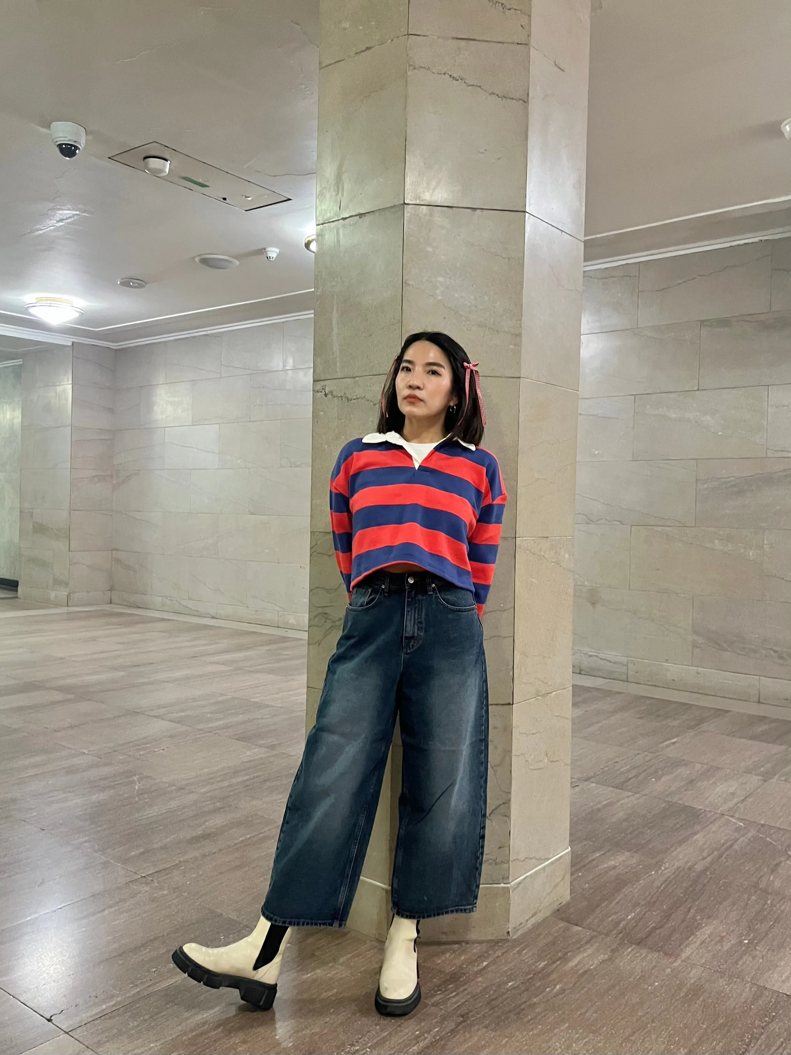 MIYO Cropped stripe sweatshirt