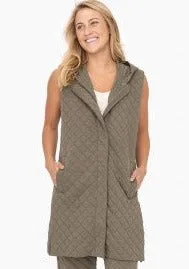 Olive Longline Quilted Vest