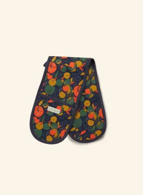 Oven Gloves - Navy Apple Orchard