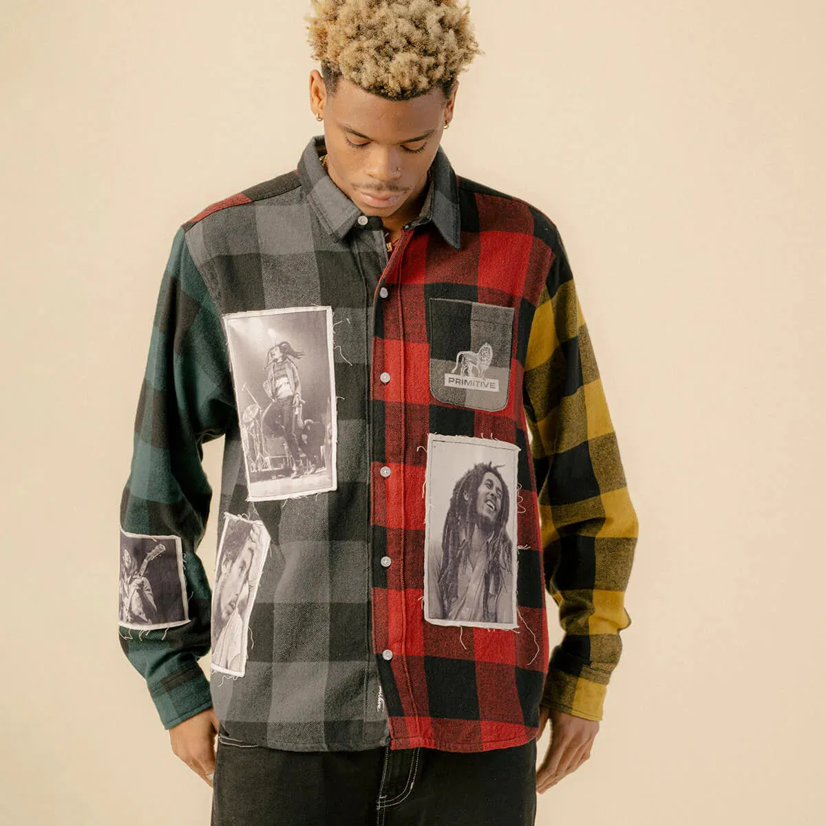 Primitive x Bob Marley Patchwork Flannel