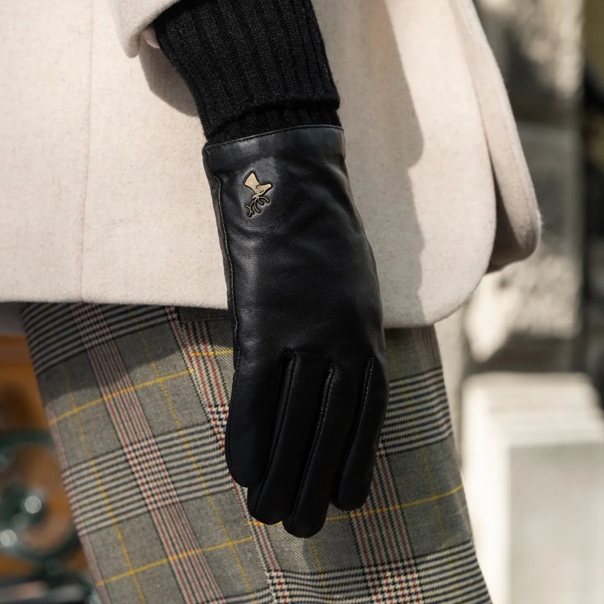 Riley – sheepskin leather gloves with knit cuff and touchscreen feature