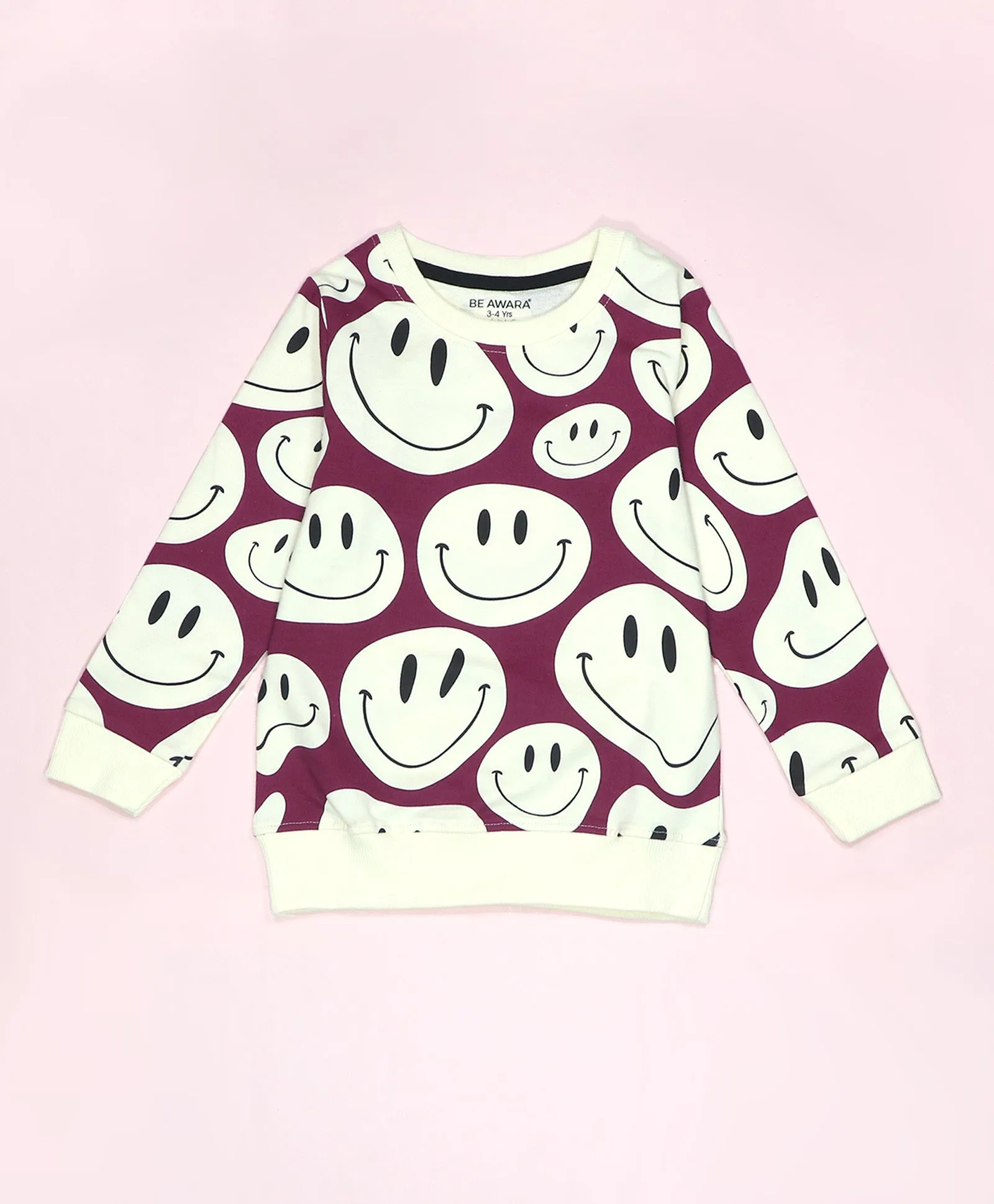 Smiley Pattern Kids Sweatshirt & Joggers Set