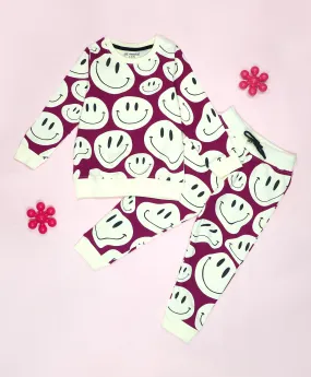 Smiley Pattern Kids Sweatshirt & Joggers Set