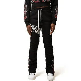 Stacked Racing High Rise Pants - Black