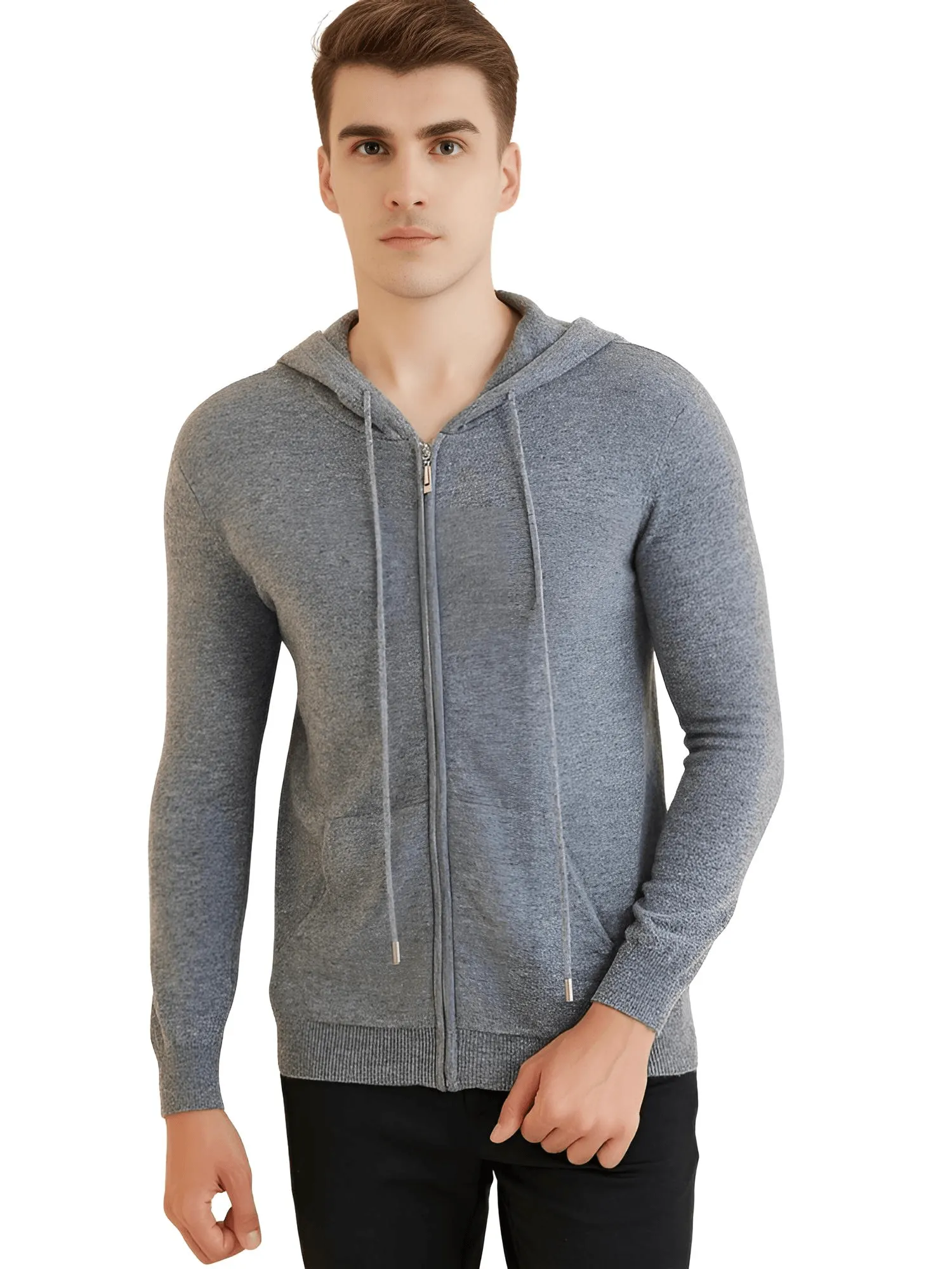 Sweater Men's 100% Merino Wool Cardigan Hoodies Fall Winter Warm Long Sleeve Zip Sweatshirt Sport Hooded Jacket