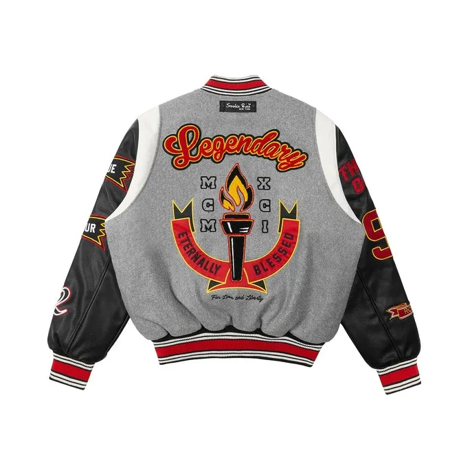 Torch Varsity Jacket - Light Heather Grey