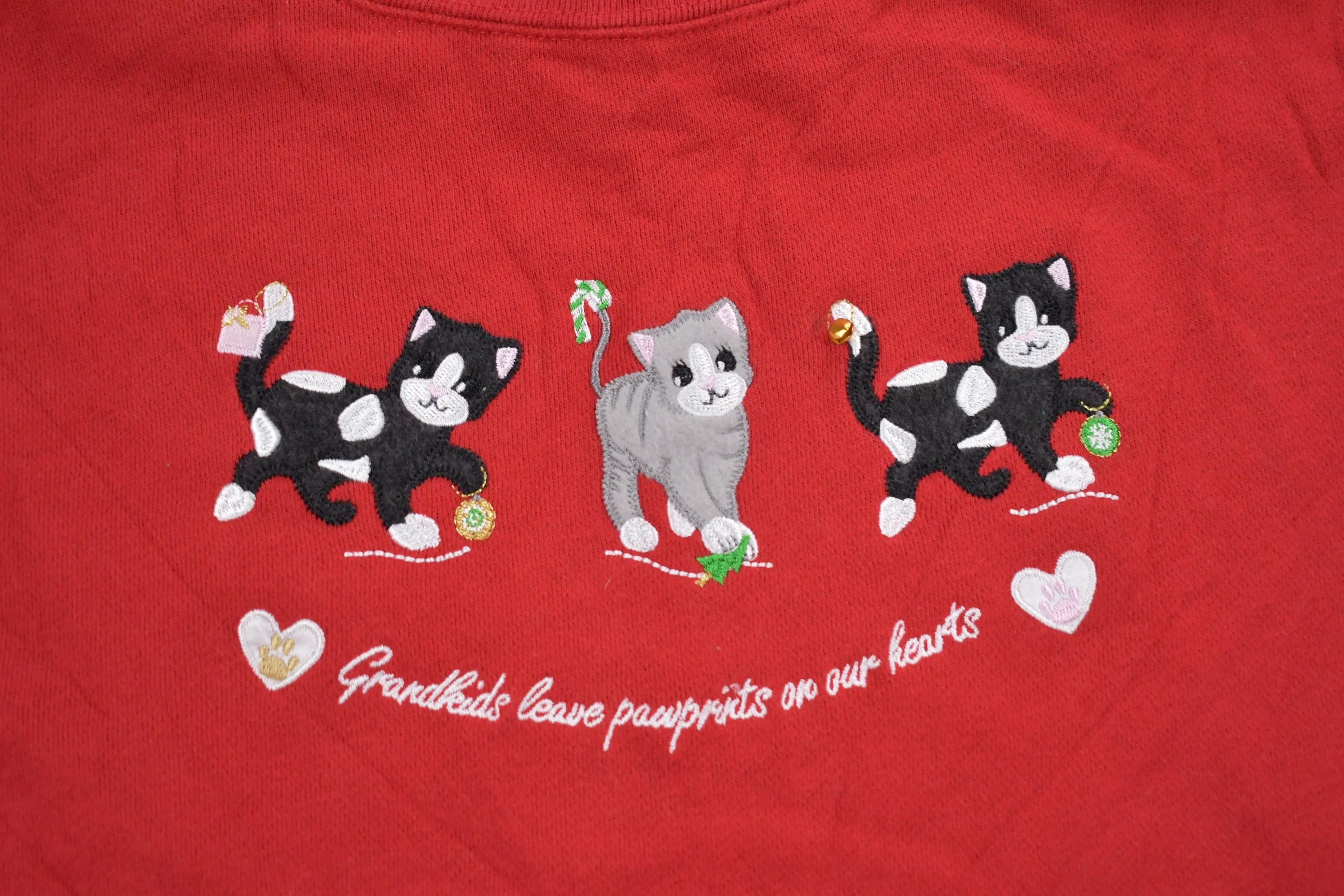 Vintage 1990s Cute Cat Grandkids Embroidered Crewneck