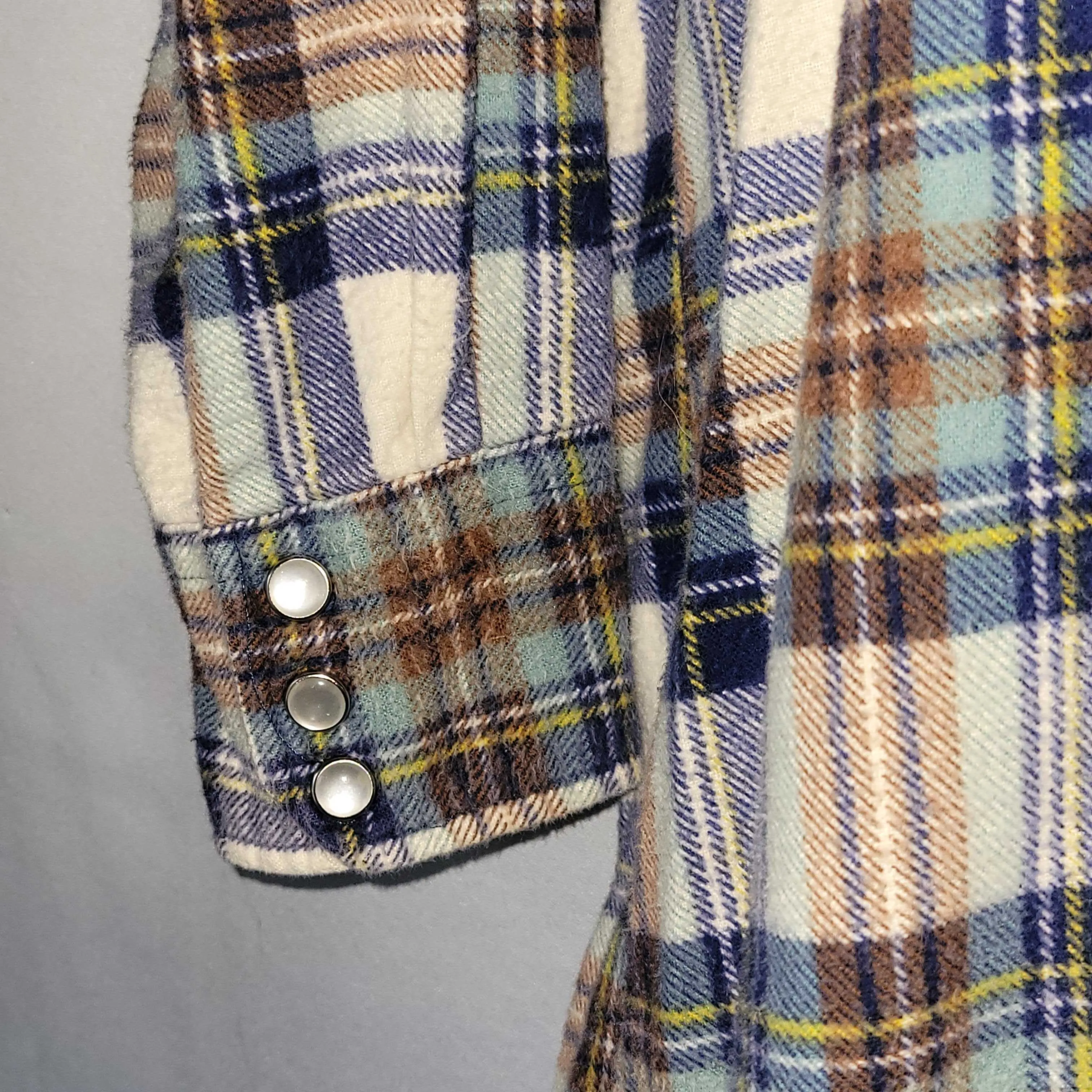 Work World Snap Button Blue & Brown Flannel